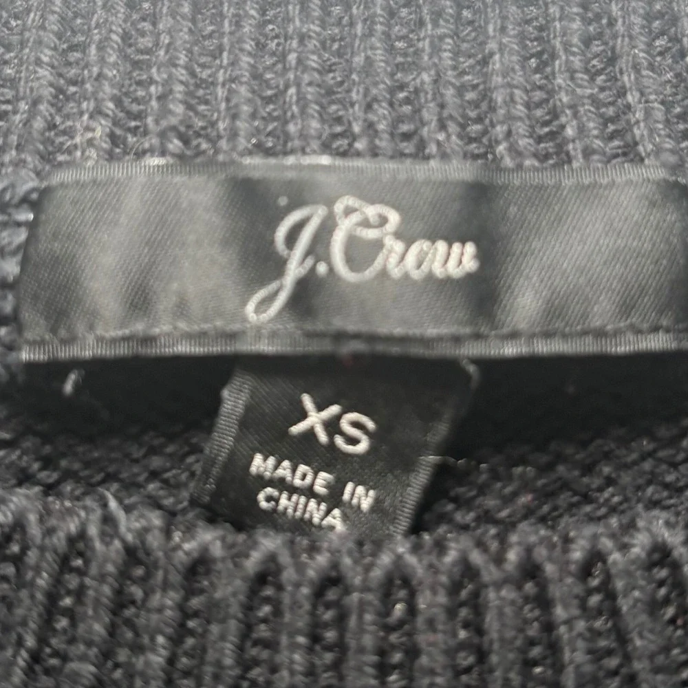 J. Crew‎ Black 100% Cotton Long Sleeve Sweater XS Preppy Classic